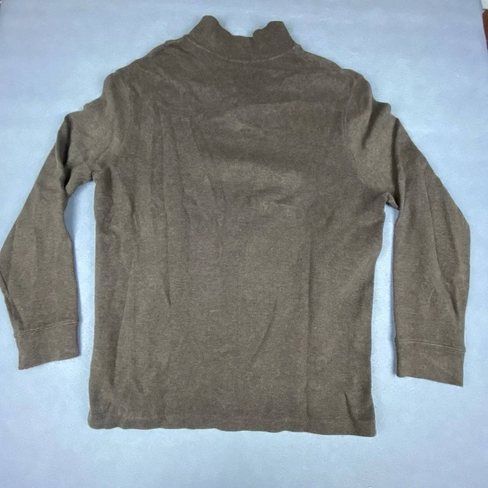 VINTAGE Polo Ralph Lauren Leather Tab Sweater Mens XL Brown Pullover Mock‎ Neck